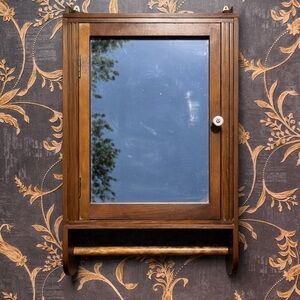 RARE Antique 1900s Hand Made Medicine Cabinet with Mirror Handcrafted Shelves